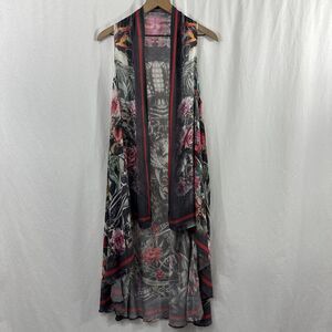 Rude Riders Tiger Dark Romantic Grunge Sleeveless Kimono Duster Vest Biker OS